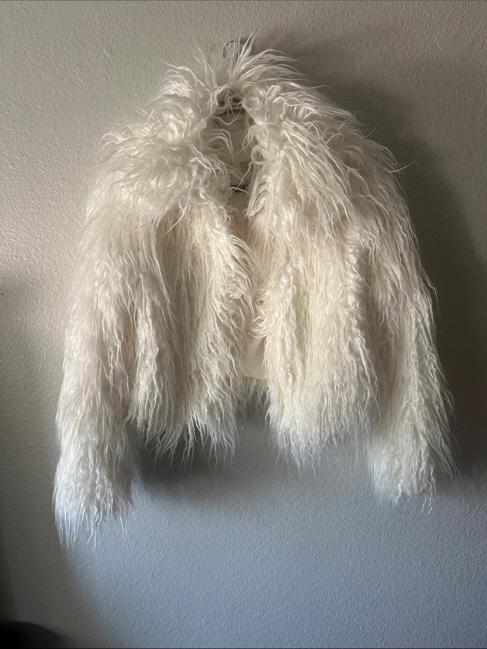 Blank NYC Cream Shag Faux Fur Jacket